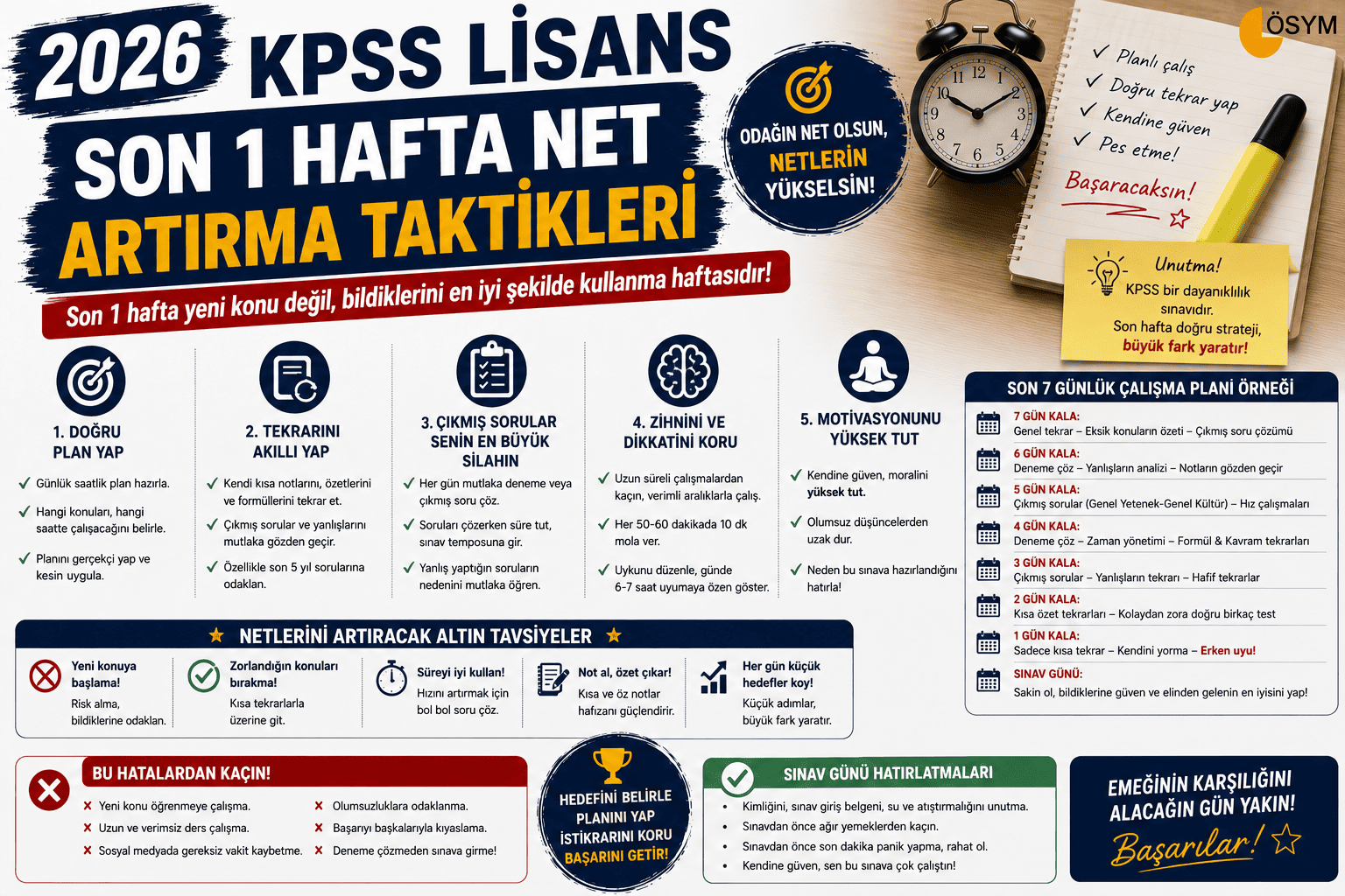 2026 KPSS Lisans Son 1 Hafta Net Artırma Taktikleri