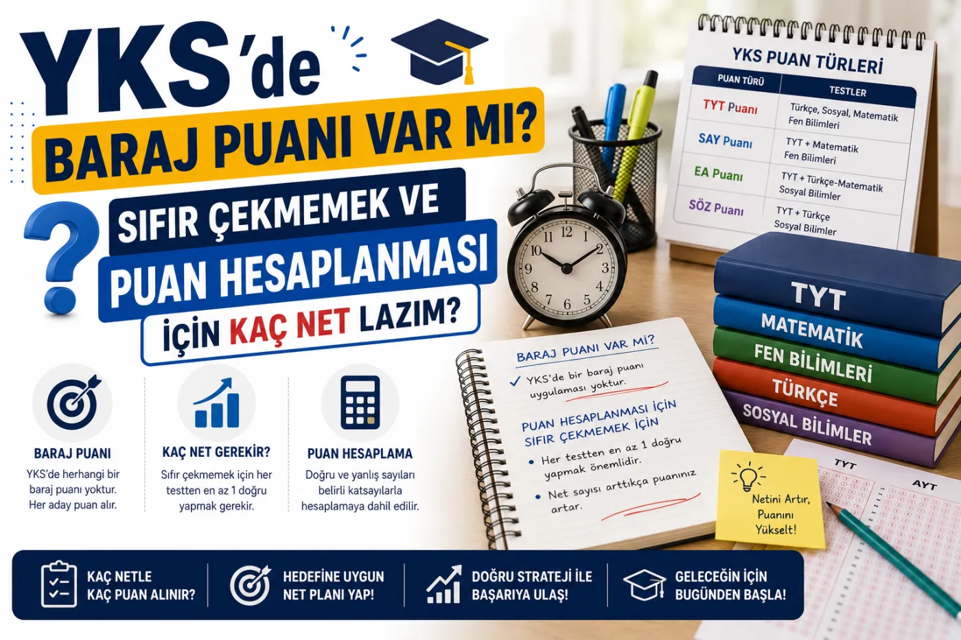 YKS’de Baraj Puanı Var mı? Sıfır Çekmemek ve Puan Hesaplanması İçin Kaç Net Lazım?