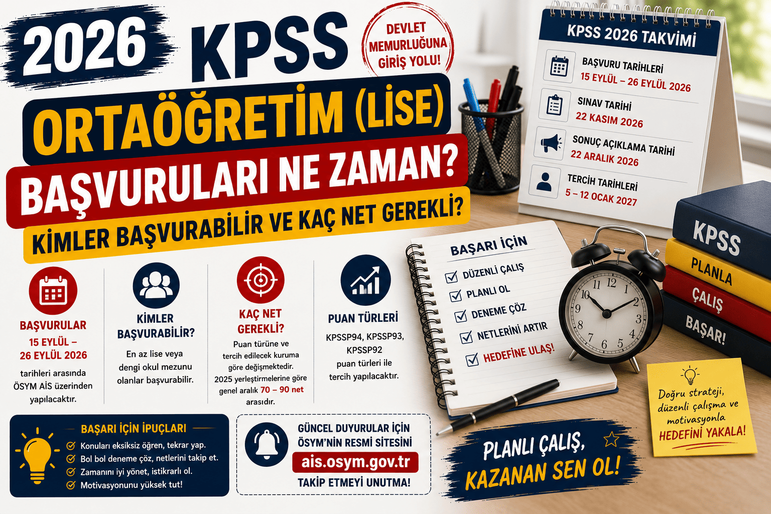 2026 KPSS Ortaöğretim (Lise) Başvuruları Ne Zaman? Kimler Başvurabilir ve Kaç Net Gerekli?