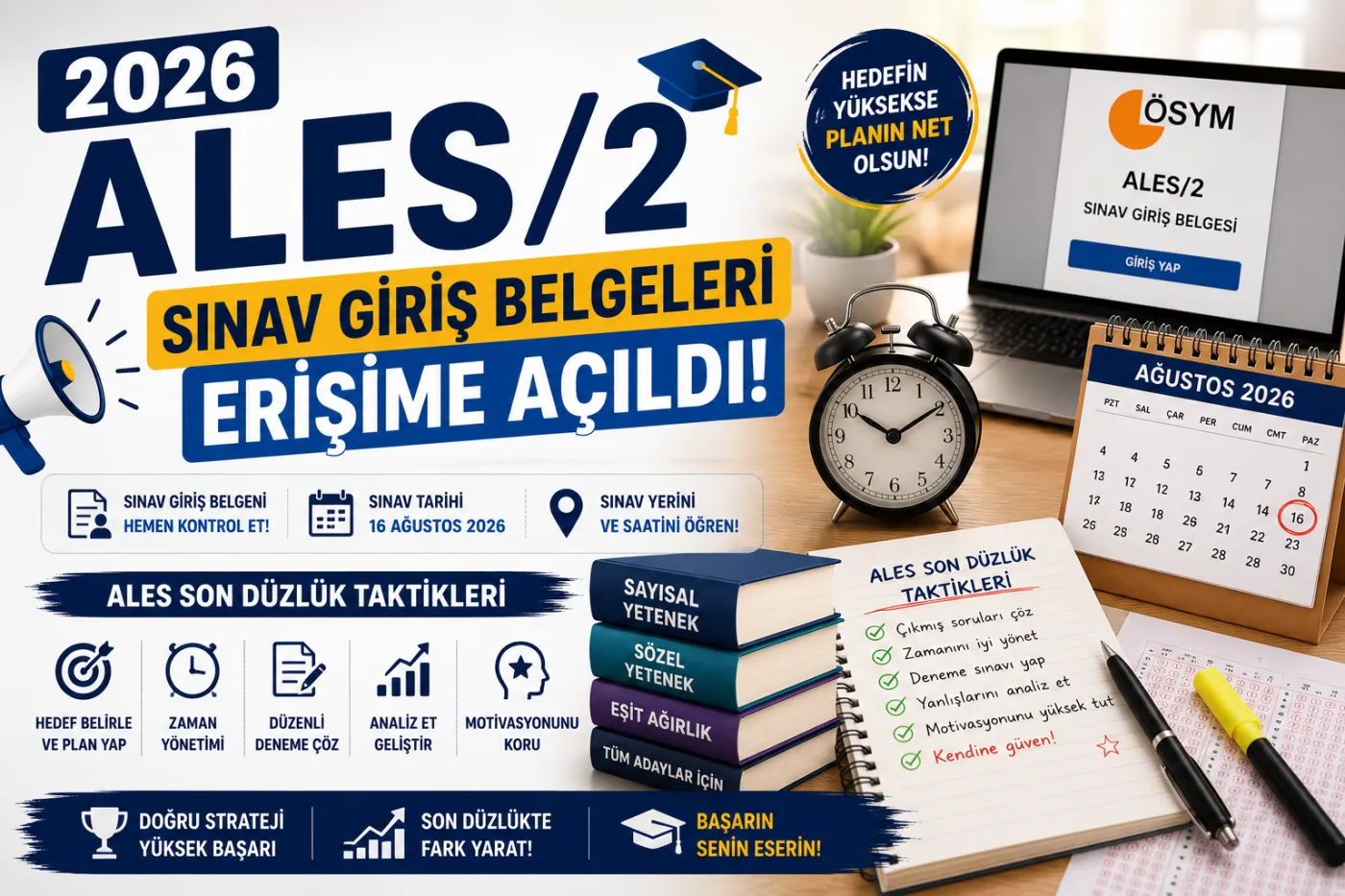 2026 ALES/2 Sınav Giriş Belgeleri Erişime Açıldı! ALES Son Düzlük Taktikleri