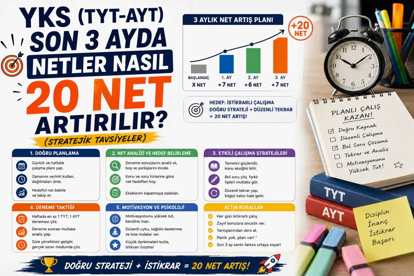 YKS (TYT-AYT) Son 3 Ayda Netler Nasıl 20 Net Artırılır? (Stratejik Tavsiyeler)