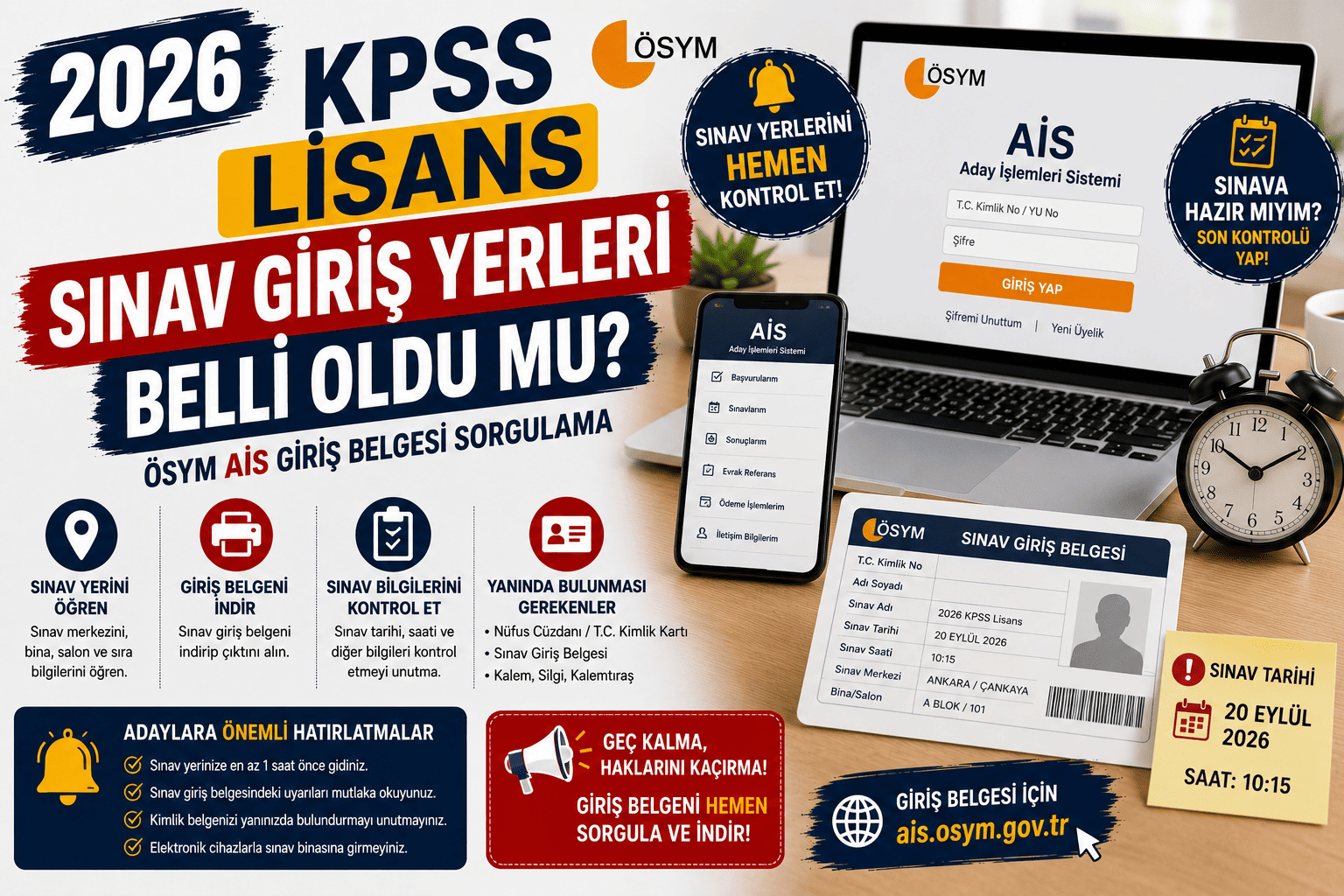 2026 KPSS Lisans Sınav Giriş Yerleri Belli Oldu mu? ÖSYM AİS Giriş Belgesi Sorgulama