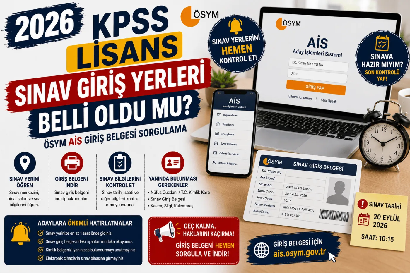 2026 KPSS Lisans Sınav Giriş Yerleri Belli Oldu mu? ÖSYM AİS Giriş Belgesi Sorgulama