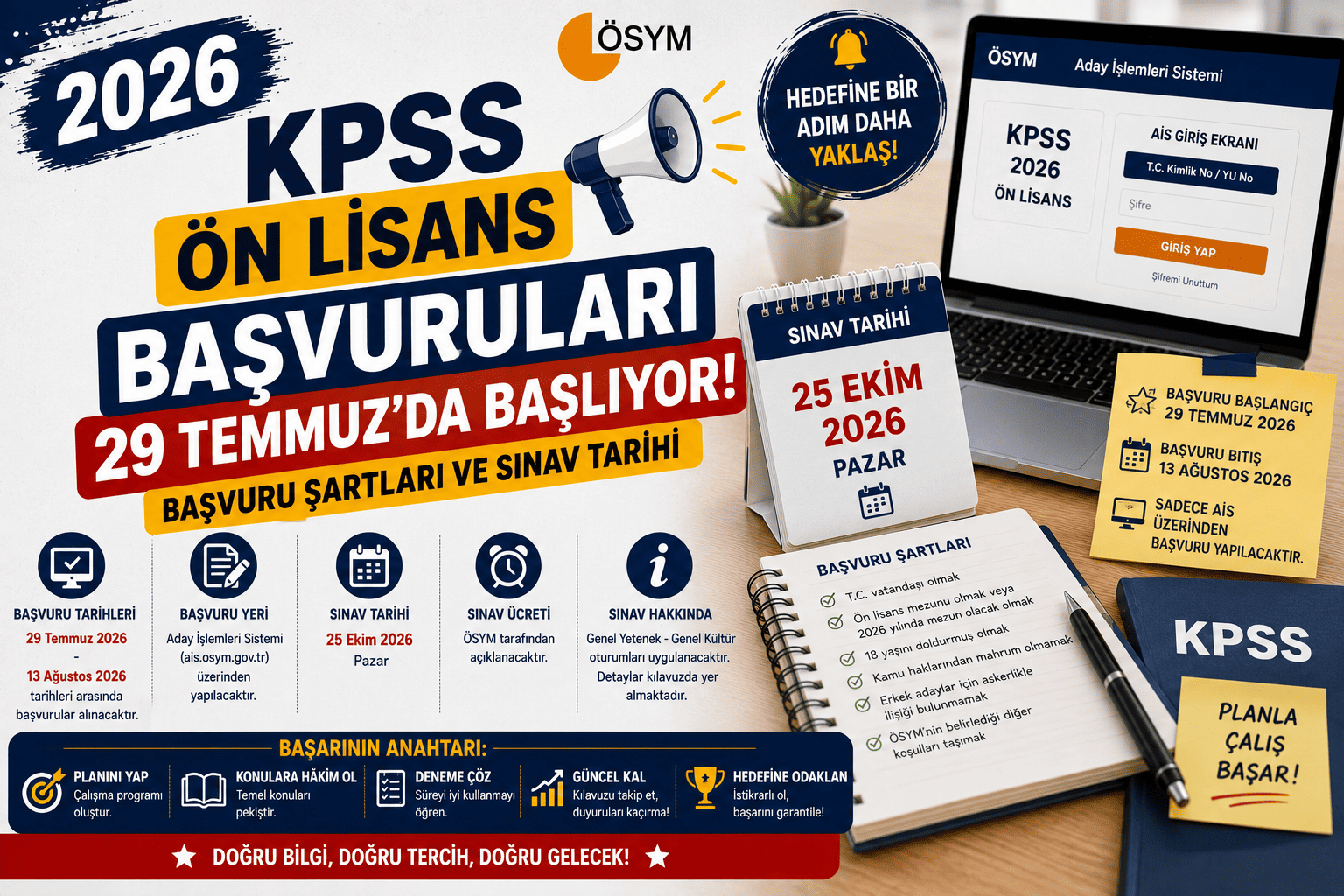 2026 KPSS Ön Lisans Başvuruları 29 Temmuz'da Başlııyor! Başvuru Şartları ve Sınav Tarihi