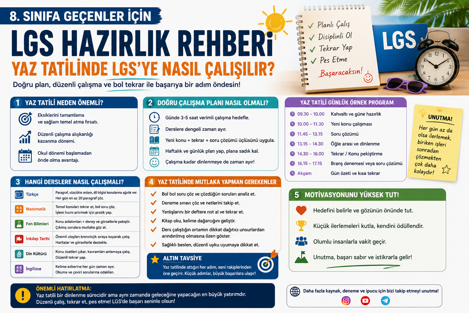 8. Sınıfa Geçenler İçin LGS Hazırlık Rehberi: Yaz Tatilinde LGS’ye Nasıl Çalışılır?