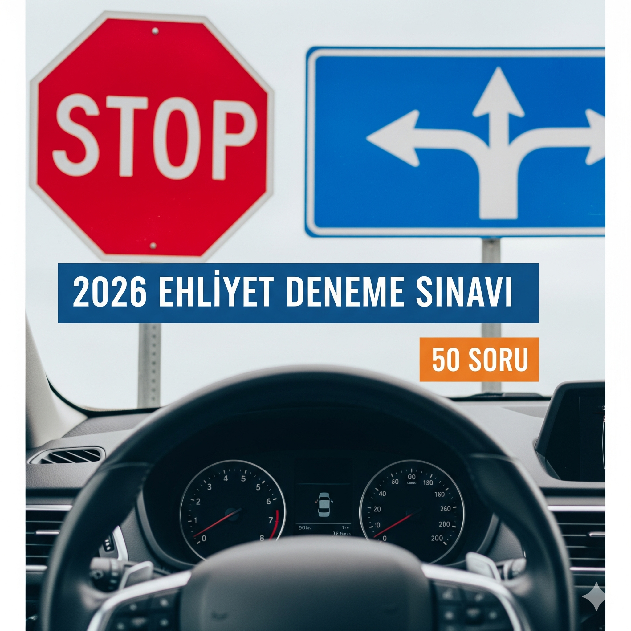 Ehliyet Deneme Sınavı 2026 Çıkmış Sorular - Online Deneme Sınavı Görseli